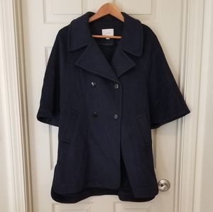 Navy Wool Cape Coat from The LOFT